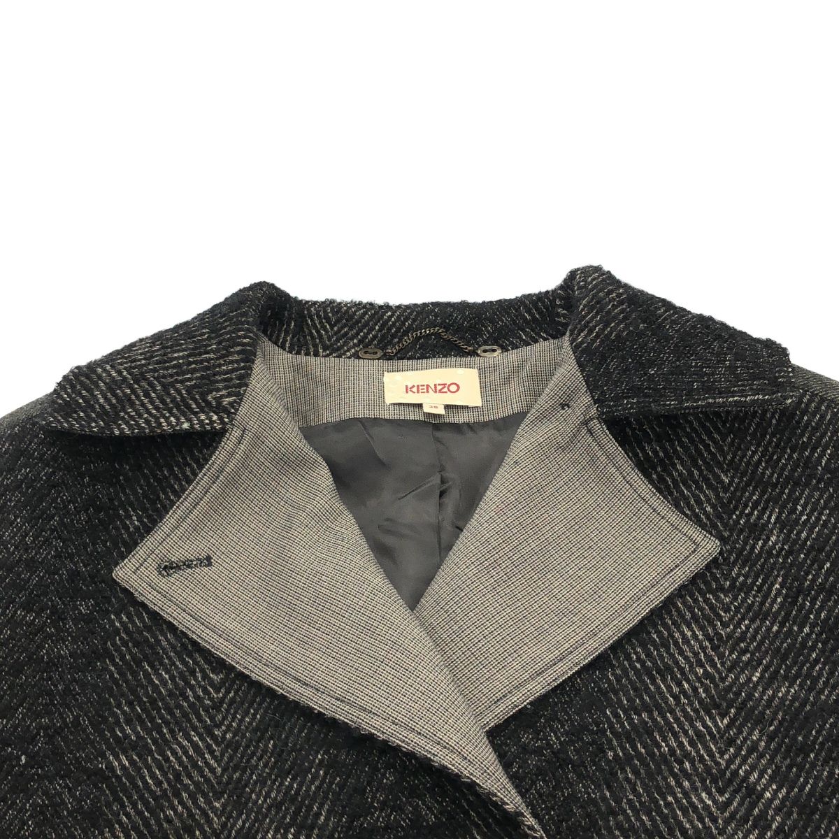 KENZO ケンゾー クレイジーツイードパターンダブルコート グレー 3