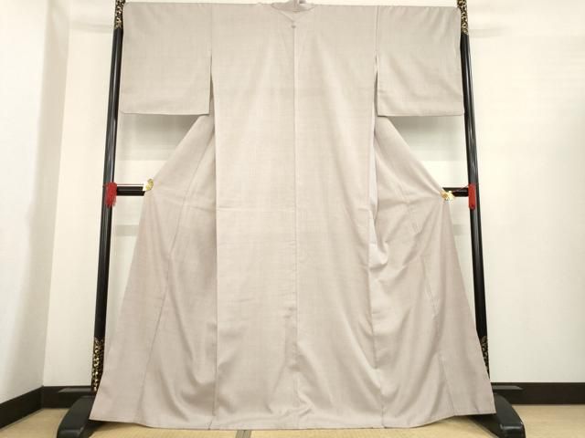 平和屋着物 本場結城紬 重要無形文化財 色無地 灰梅色 正絹 ck