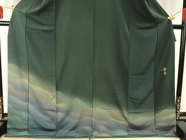 平和屋着物○巨匠 前田華清 手描き 訪問着 霞文 ロング丈 正絹 逸品