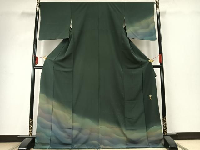 平和屋着物●巨匠　前田華清　手描き　訪問着　霞文　ロング丈　正絹　逸品　AABE1933fy 平和屋着物○巨匠 前田華清 手描き 訪問着 霞文 ロング丈 正絹 逸品