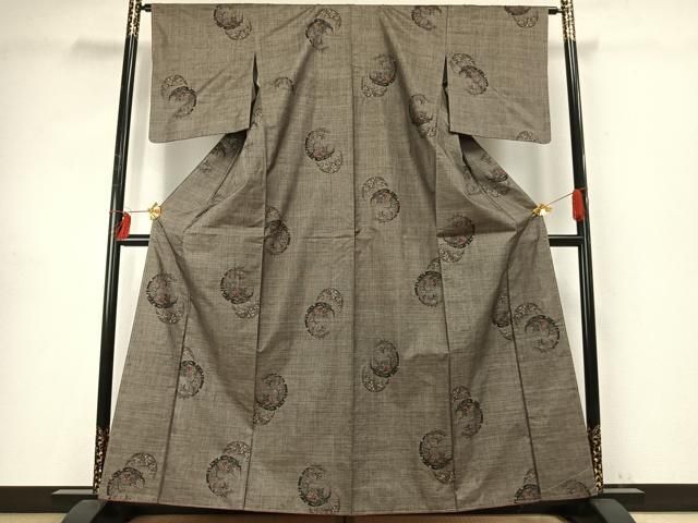 平和屋着物 本場大島紬 カタス9マルキ 雪輪花文 正絹 fy