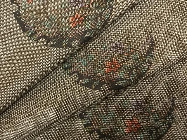 平和屋着物 本場大島紬 カタス9マルキ 雪輪花文 正絹 fy