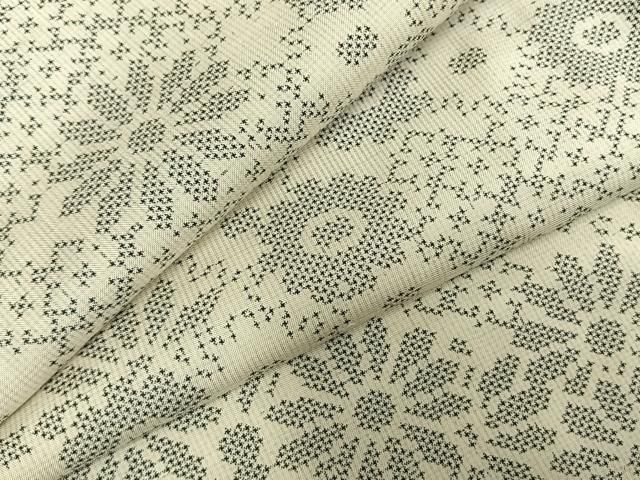 平和屋着物 本場大島紬 白大島 一元絣 花尽くし 正絹 fy