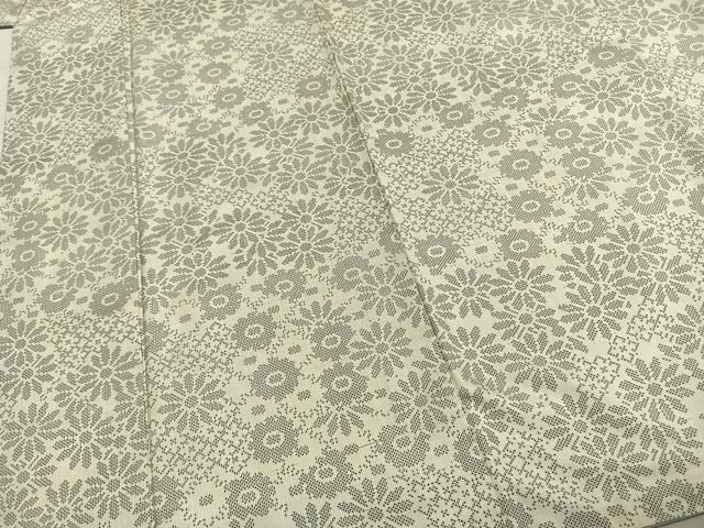  平和屋着物 本場大島紬 白大島 一元絣 花尽くし 正絹 fy 紬 着物