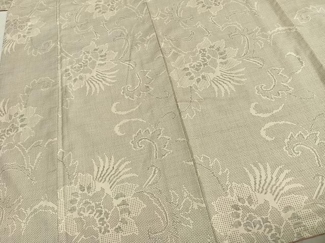 平和屋着物 本場大島紬 白大島 一元絣 花唐草文 正絹 fy