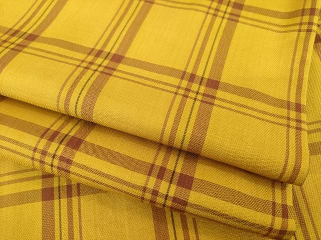 平和屋着物 本場黄八丈 綾織 紬 格子 正絹 ck