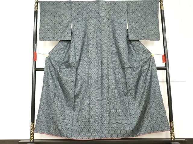 平和屋着物 本場大島紬 割り込み絣 花菱文 正絹 cs