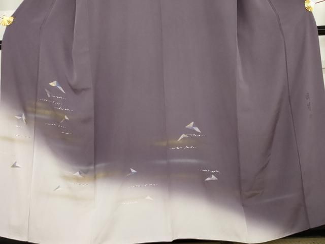 平和屋着物○訪問着 作家物 竹屋町刺繍 幾何学文様 暈し染め 金糸 金彩