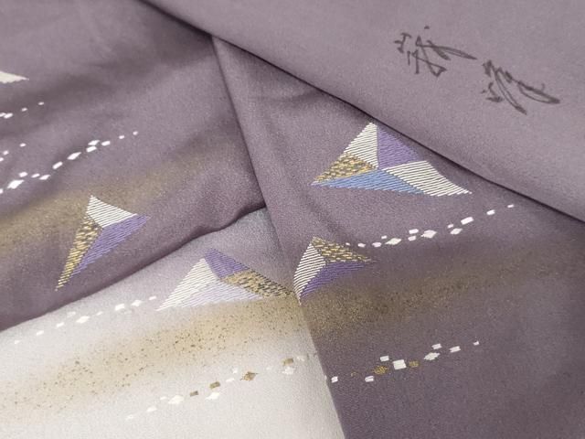 平和屋着物○訪問着 作家物 竹屋町刺繍 幾何学文様 暈し染め 金糸 金彩
