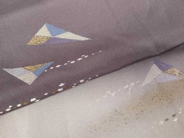 平和屋着物○訪問着 作家物 竹屋町刺繍 幾何学文様 暈し染め 金糸 金彩
