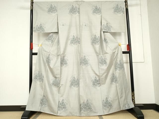 平和屋着物 本場大島紬 白大島 風景文 正絹 cs