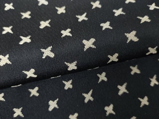  平和屋着物 お召 十字 濃紺地 正絹 cs 紬 着物