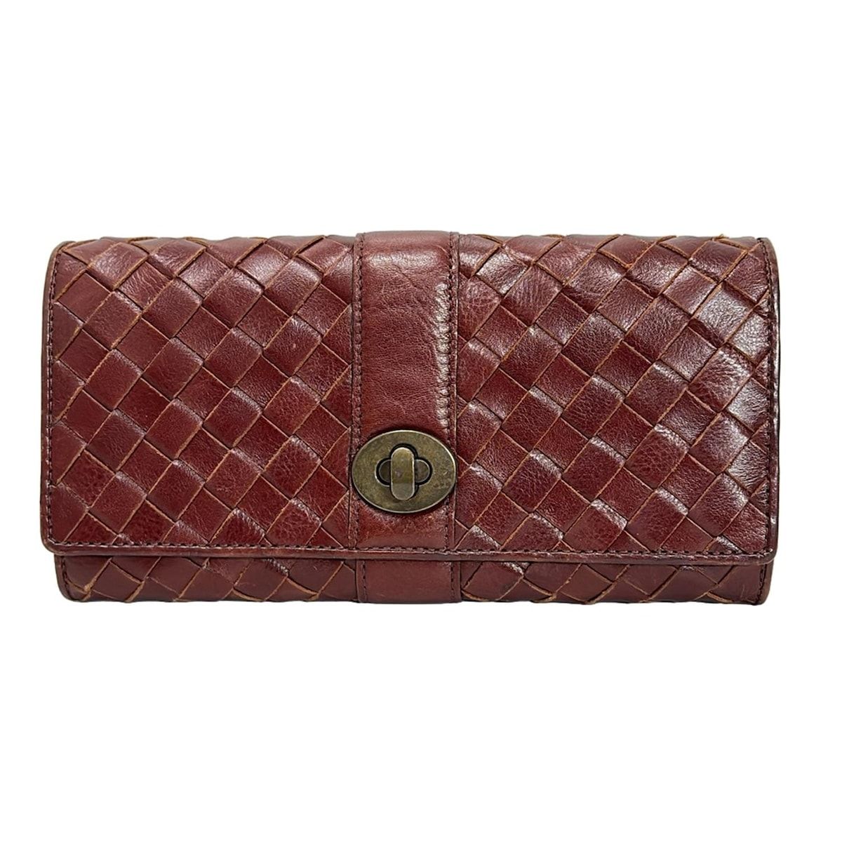 Dakota ダコタ 長財布 ブラウン 編み込み レザー