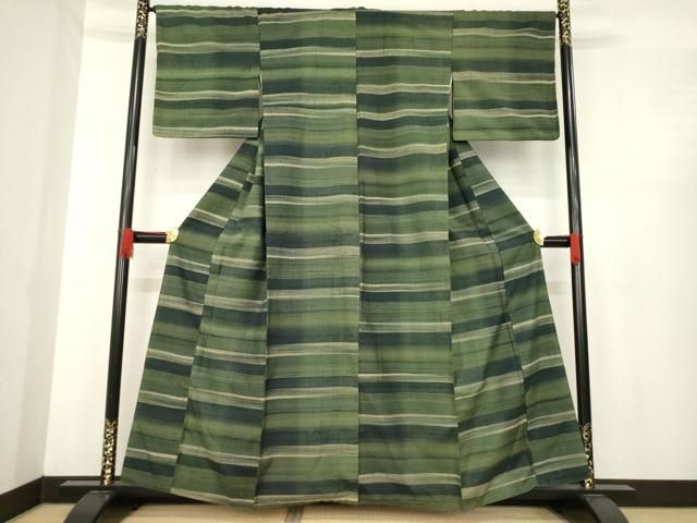 平和屋着物 上質な紬 横段文 正絹 ck