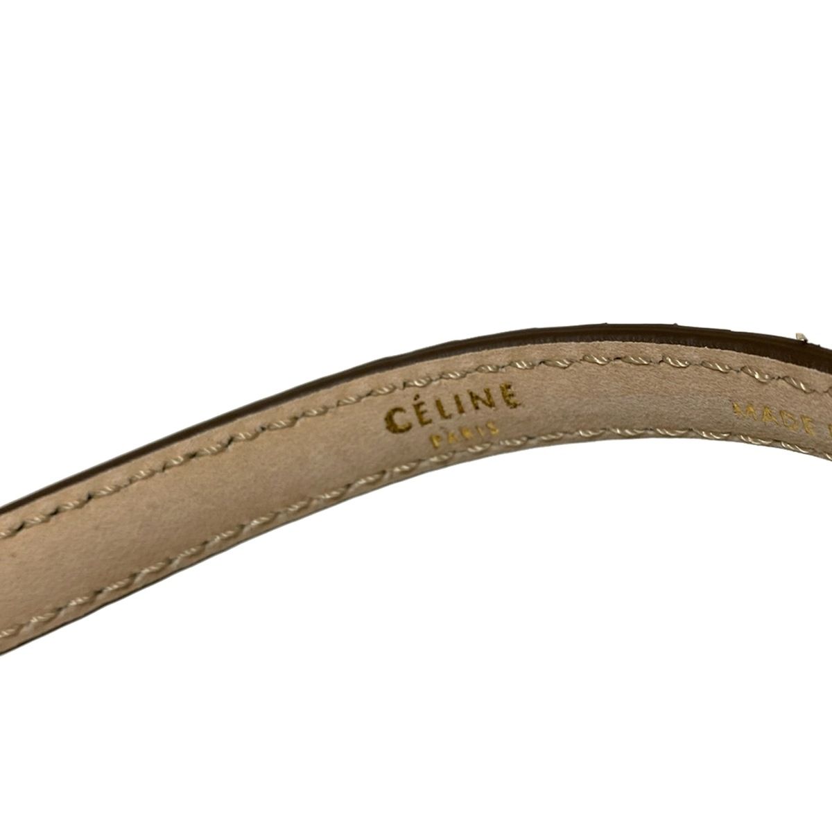  CELINE セリーヌ ベルト M - アイボリー×ダークブラウン×ゴールド ベルト 小物