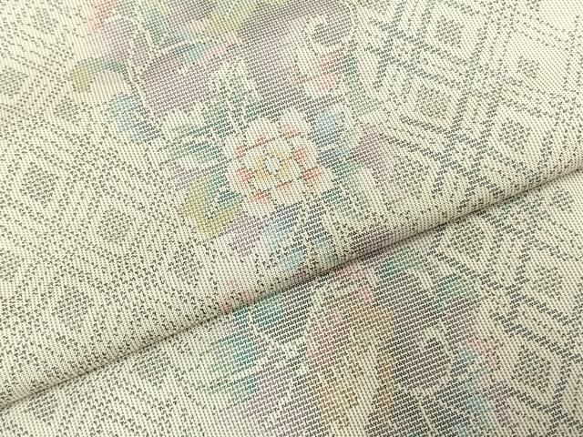  平和屋着物 本場大島紬 白大島 カタス9マルキ 唐草花間道 正絹 fy 紬 着物