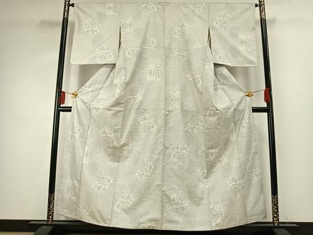 平和屋着物 本場大島紬 白大島 カタス7マルキ 色紙重ね花唐草文 正絹 fy