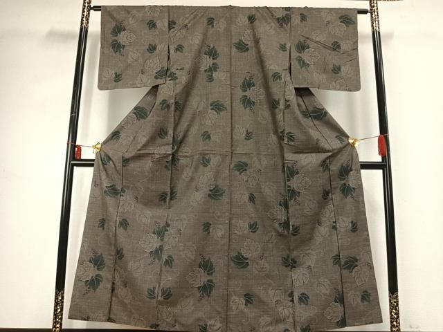 平和屋着物 本場大島紬 カタス7マルキ 葡萄蔦の葉文 正絹 fy