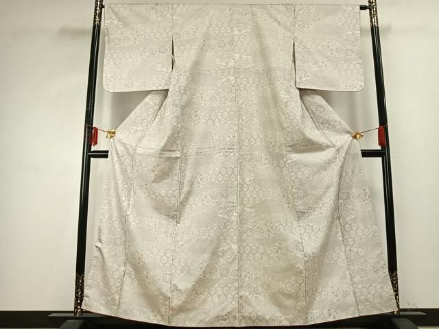 平和屋着物 本場大島紬 白大島 一元絣 雲取り吉祥文 正絹 fy