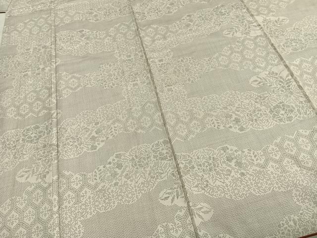  平和屋着物 本場大島紬 白大島 一元絣 雲取り吉祥文 正絹 fy 紬 着物