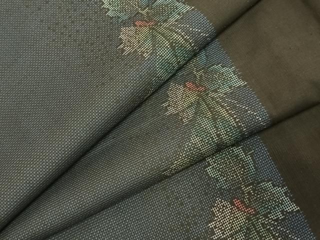 平和屋着物 本場大島紬 カタス7マルキ 草花間道 正絹 fy