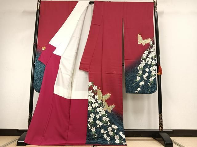平和屋着物 豪華振袖 花蝶文 暈し染め 金彩 正絹 fy