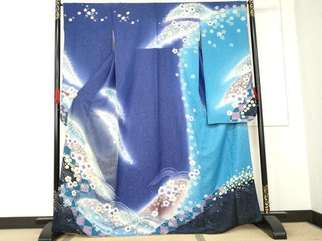 平和屋着物 豪華振袖 舞花文 暈し染め 金彩 金通し地 正絹 cs