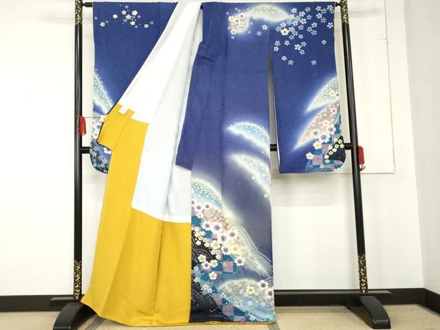 平和屋着物 豪華振袖 舞花文 暈し染め 金彩 金通し地 正絹 cs