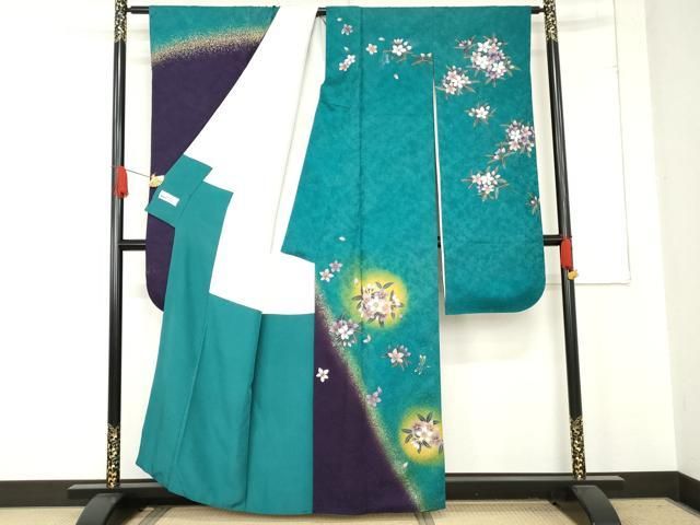 平和屋着物 豪華振袖 草花に勝虫 暈し染め 金彩 やまと誂製 正絹 cs