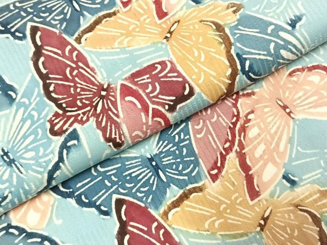 平和屋着物○上質な小紋 舞蝶文 紅型 正絹 逸品 未使用 AABE1856fy