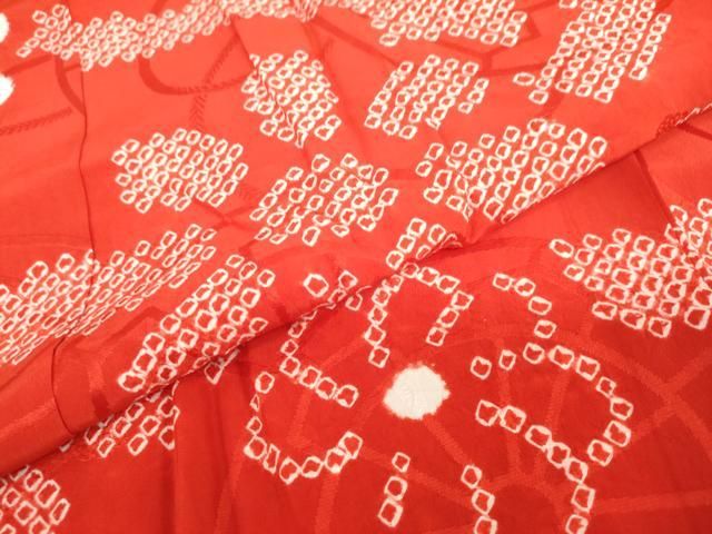 平和屋着物○振袖用長襦袢 袷 絞り 流水草花文 半衿刺繍 正絹 逸品