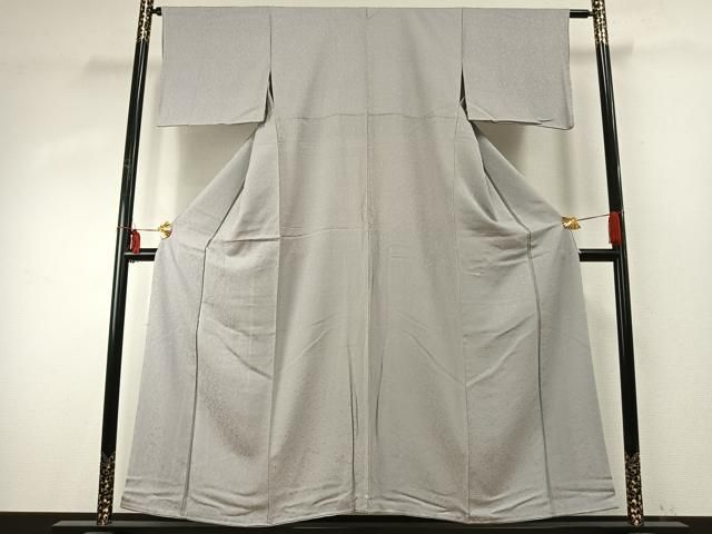 平和屋着物 上質な色無地 草葉地紋 桜鼠色 正絹 fy