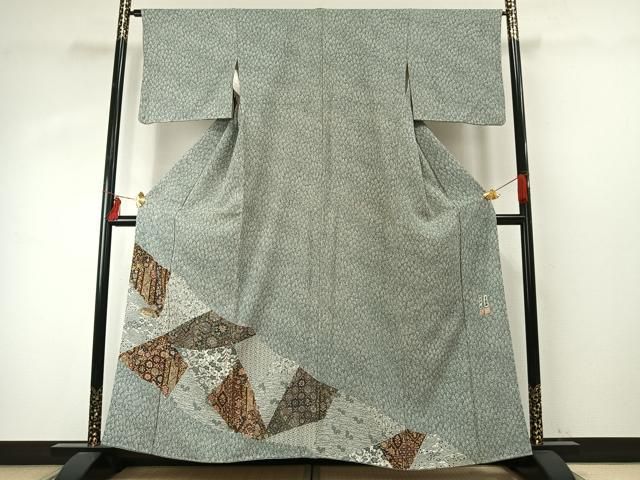 平和屋着物●二代目更甚　江戸更紗　東京染伝統工芸士　金田昇　訪問着　切嵌文　正絹　逸品　AABE1900fy 平和屋着物○二代目更甚 江戸更紗 東京染伝統工芸士 金田昇 訪問着 切