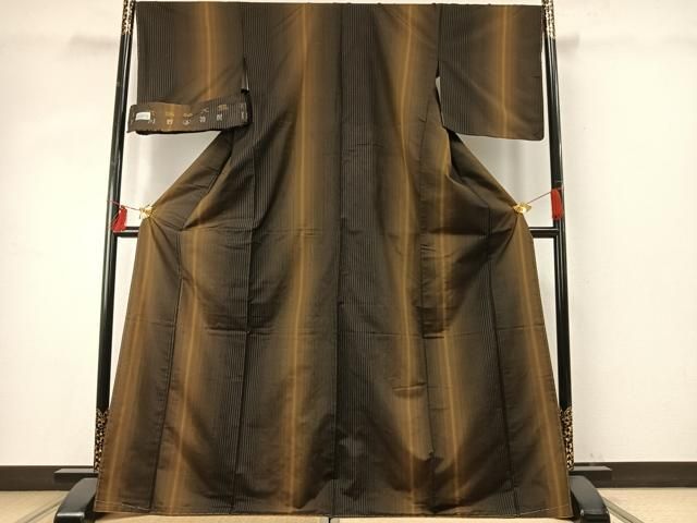 平和屋着物 本場縞大島紬 川野特製 反端付き 正絹 fy