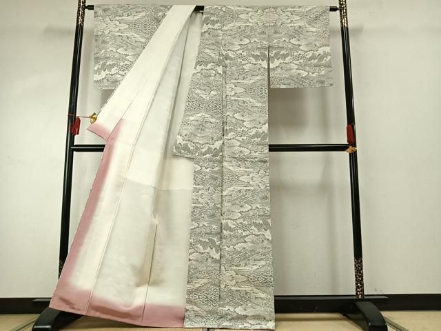 結城紬 雲取り風景文