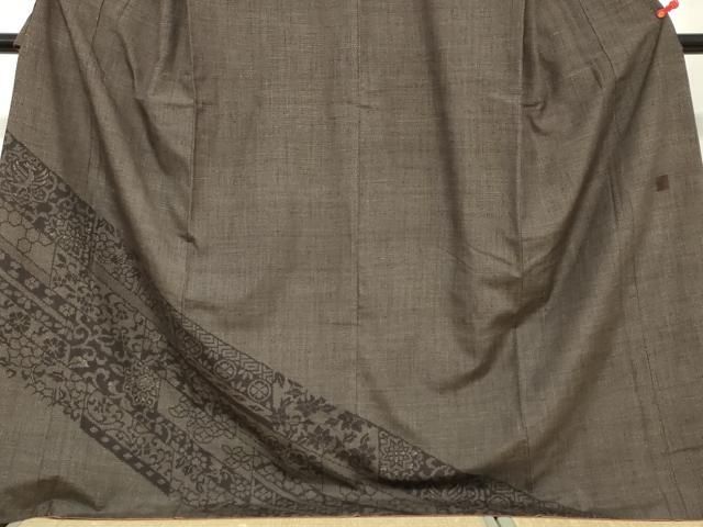 平和屋着物○本真綿絢結城紬 訪問着 100亀甲 更紗花唐草文 証紙付き