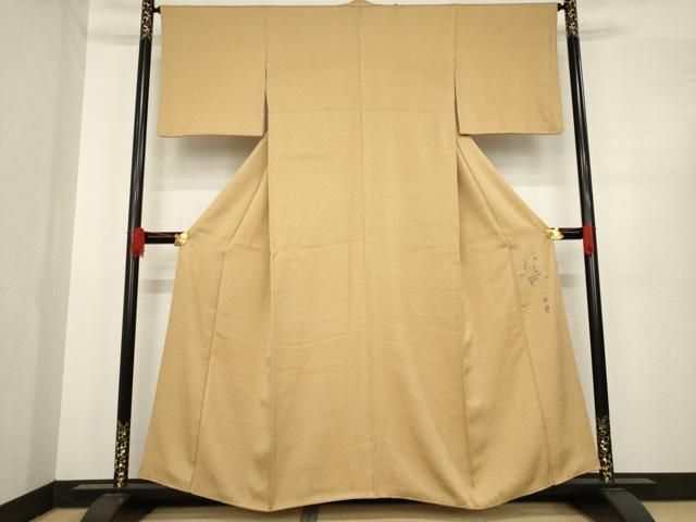 平和屋着物 京加賀友禅 百貫達雄 色無地 黄唐茶色 正絹 ck