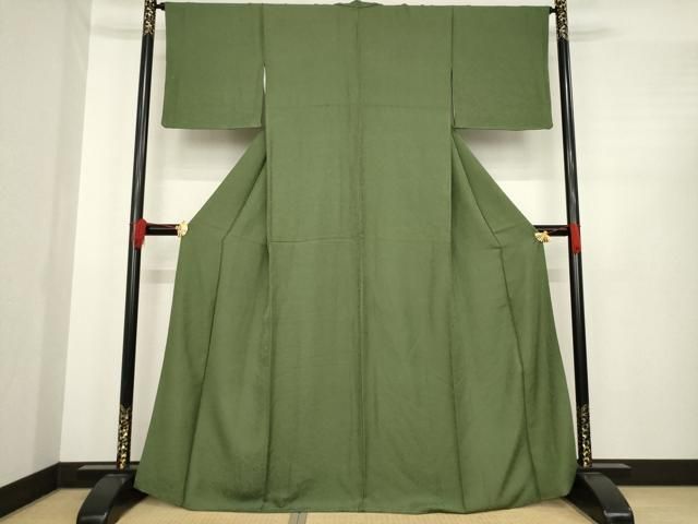 平和屋着物 上質な色無地 花唐草地紋 藍媚茶色 正絹 ck