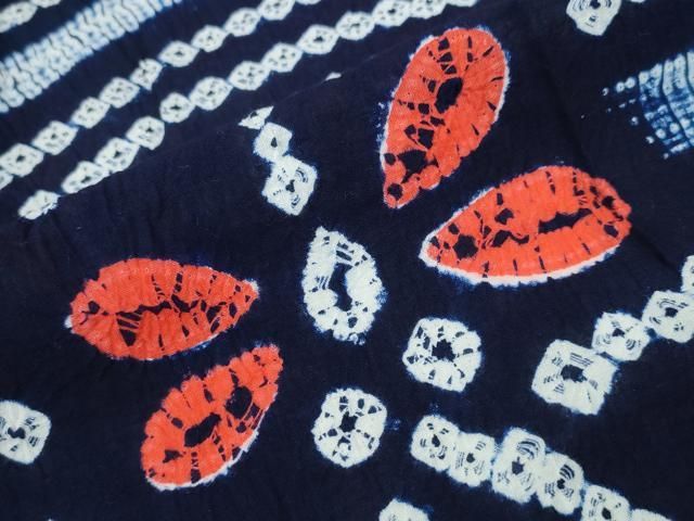 平和屋着物∴夏物 浴衣 有松鳴海絞り 蜻蛉 トンボ 流水文 綿 逸品