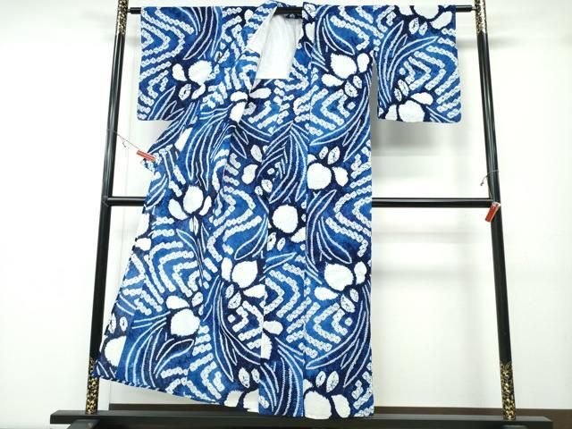 平和屋着物∴夏物 浴衣 有松鳴海絞り 杜若 綿 ng