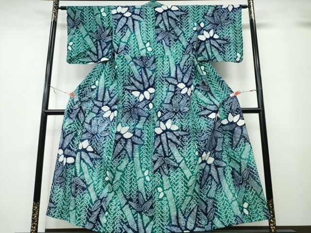 平和屋着物∴夏物 浴衣 有松鳴海絞り 笹竹文 綿 逸品 CABA0786ng