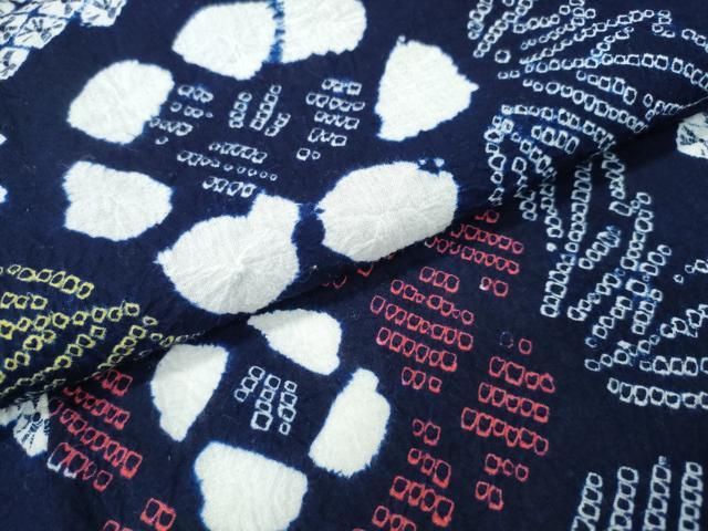 平和屋着物∴夏物 浴衣 有松鳴海絞り 枝牡丹 綿 逸品 CABA0788ng