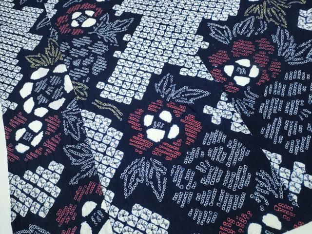 平和屋着物∴夏物 浴衣 有松鳴海絞り 枝牡丹 綿 逸品 CABA0788ng