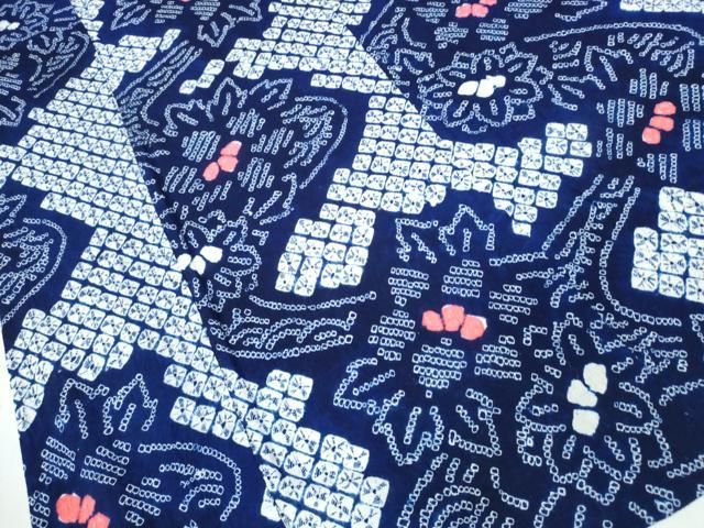  平和屋着物∴夏物 浴衣 有松鳴海絞り 流水花文 綿 ng 浴衣単品 浴衣