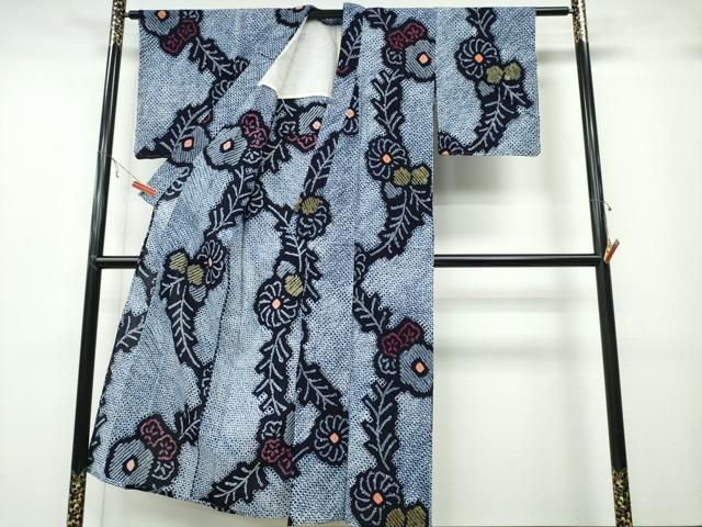 平和屋着物∴夏物 浴衣 有松鳴海絞り 枝菊文 綿 ng