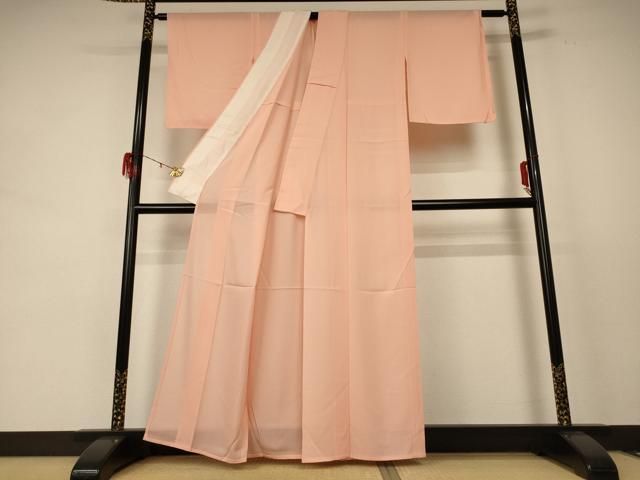 平和屋着物 夏物 色無地 絽 赤香色 反端付き 正絹 jd