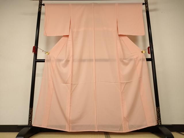 平和屋着物 夏物 色無地 絽 赤香色 反端付き 正絹 jd