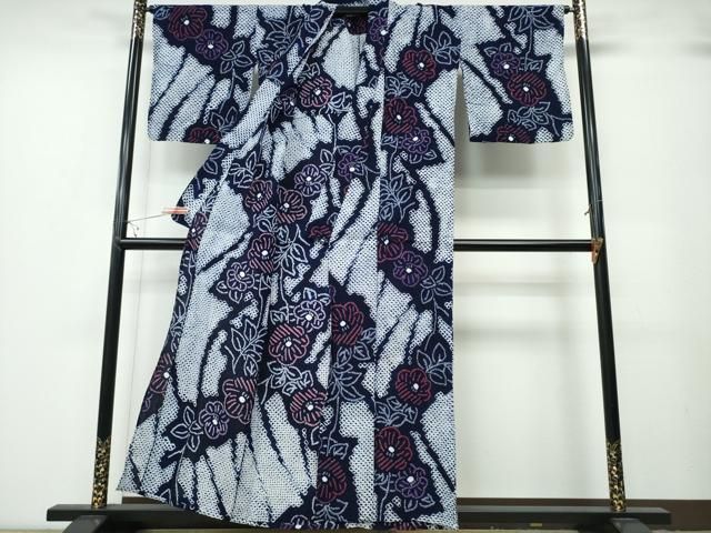 平和屋着物∴夏物 浴衣 有松鳴海絞り 枝椿 綿 ng