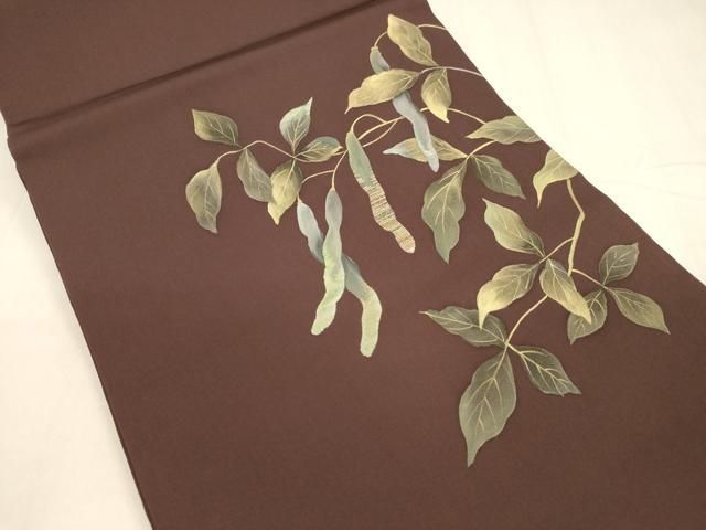 平和屋着物 塩瀬 九寸名古屋帯 竹屋町刺繍 手描き 成り物 金糸 正絹 cm