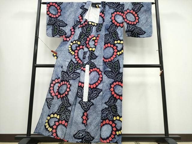 平和屋着物∴夏物 浴衣 有松鳴海絞り 向日葵 ひまわり 綿 ng